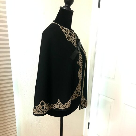 ALEXANDER MCQUEEN BLACK WOOL CAPE - Picture 10 of 12
